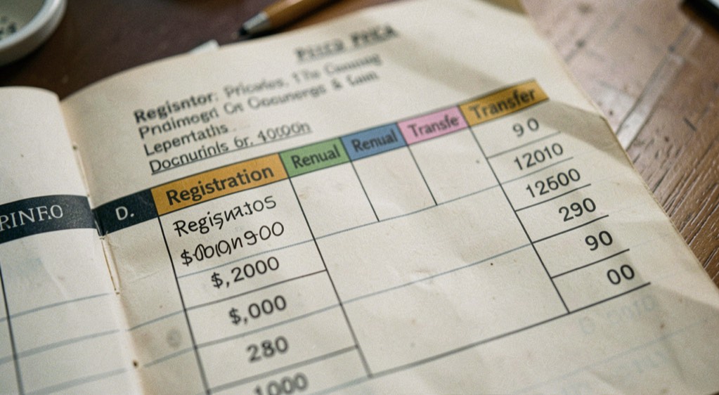 A wooden desk in a kennel office, morning light through a side window, an open paper application form beside a laptop showing a blank web form, a dog crate visible out of focus in the background.